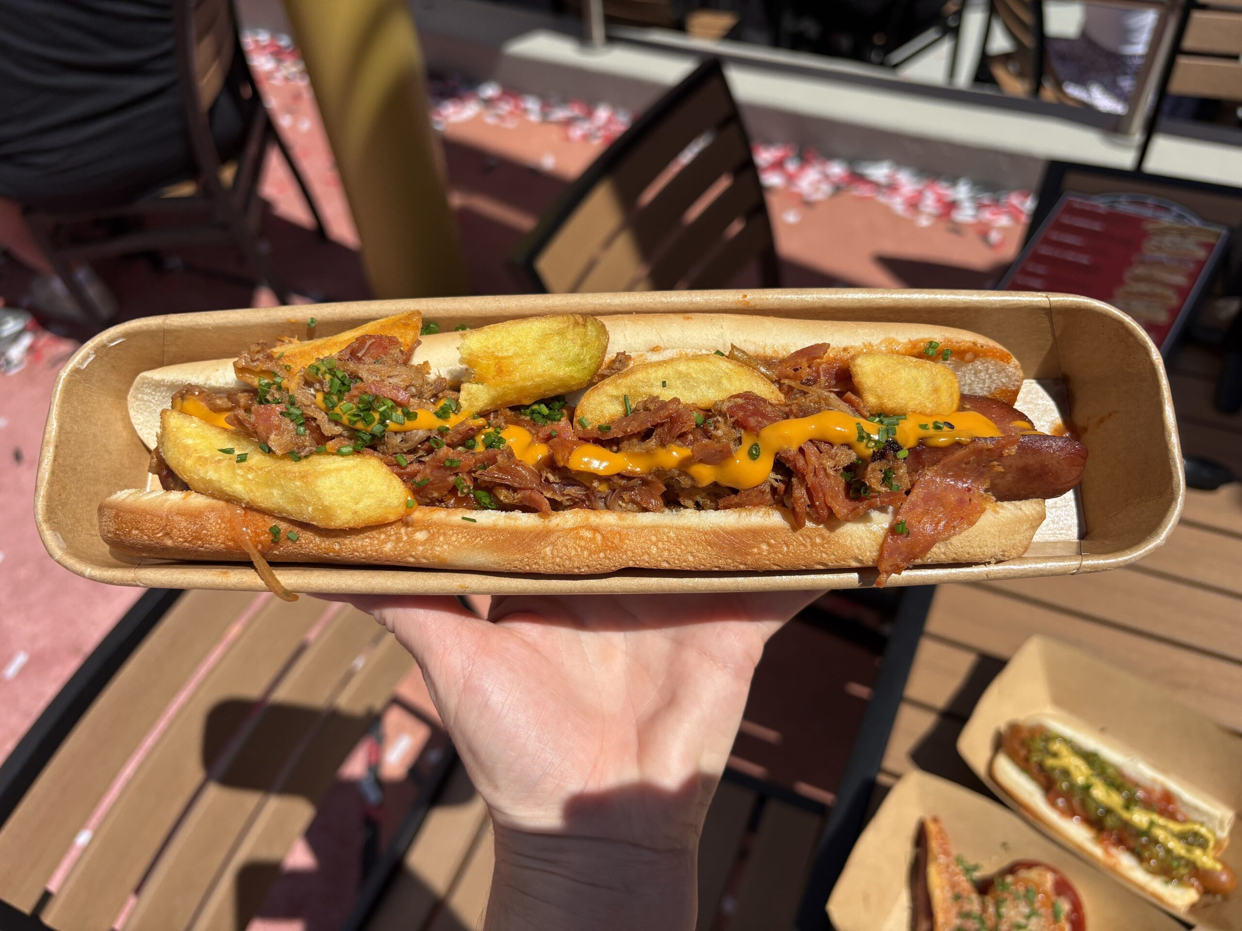 The Fat One footlong hot dog from Fat One's Hot Dogs & Italian Ice at Universal CityWalk Orlando