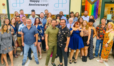 Bruce Musser and the HairPeace team celebrate the salon’s 25th anniversary in 2021.
