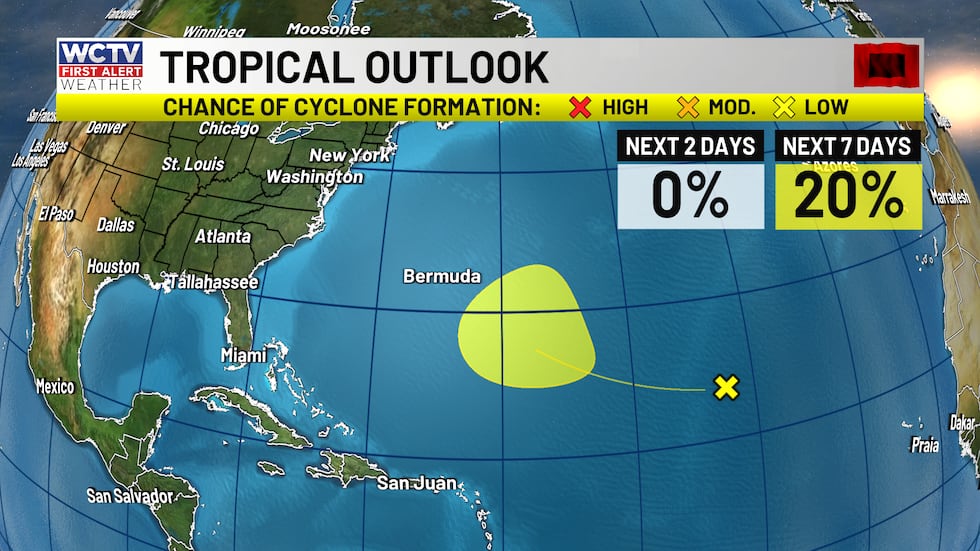 A small chance of tropical formation over the next 7 days.