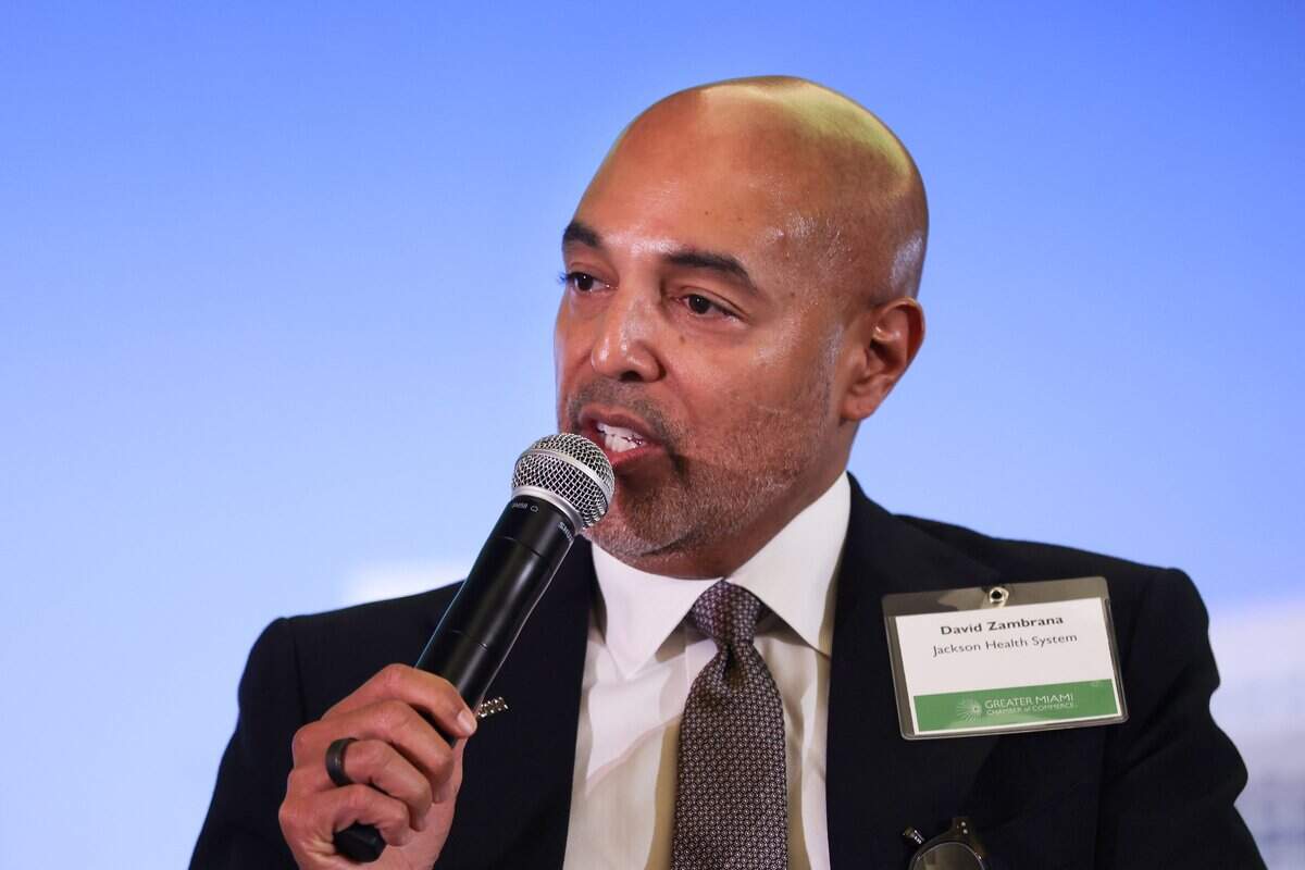 David Zambrana, president and CEO of Jackson Health System, participates in a panel discussion on the proposed Homestead property tax exemption on Wednesday, Sept. 16, 2026.