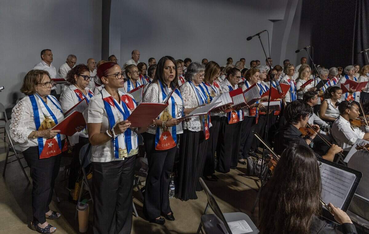 Members of the “Coro de la Ermita de la Caridad” performed during the celebration of a Solemn Mass celebrating the 65th Anniversary of the Arrival of the Image of Our Lady of Charity in Miami, presided over by Reverend Thomas Wenski, Archbishop of Miami celebrated at the Miami-Dade Fair & Exposition, in West Miami, on Tuesday September 08, 2026.