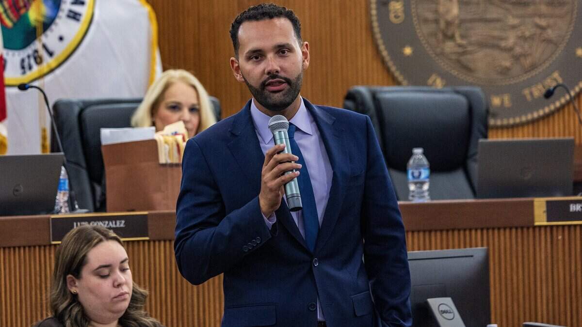 City of Hialeah Mayor Bryan Calvo speaks during a city council meeting at City Hall, in Hialeah, on Tuesday, August 25, 2026.
