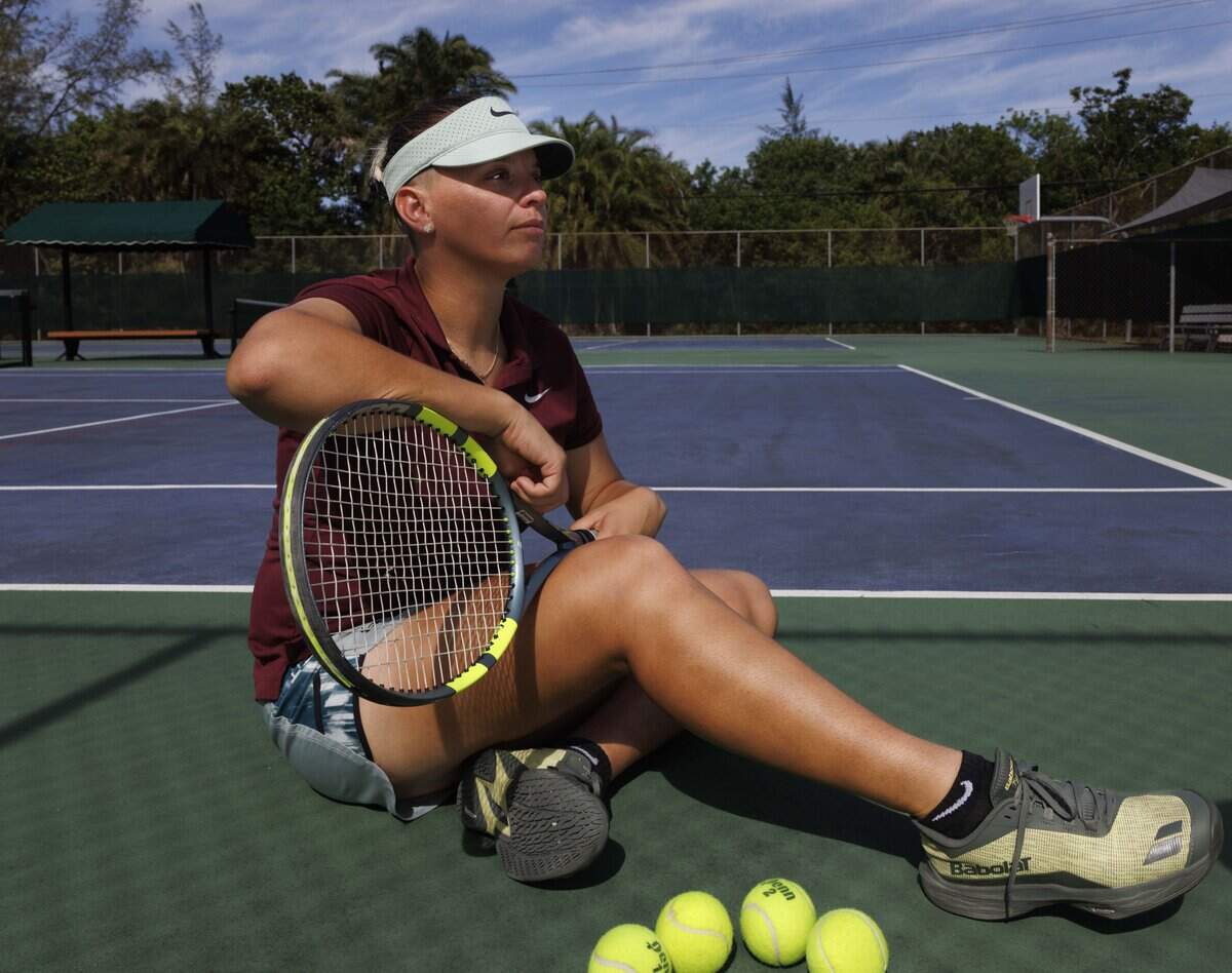 Claudia Carreras, Cuban tennis player who immigrated to the U.S. in 2022, poses at the Calusa Park tennis courts on Tuesday, July 21, 2026, on Key Biscayne. Carreras founded “Turn on Tennis” in Miami.