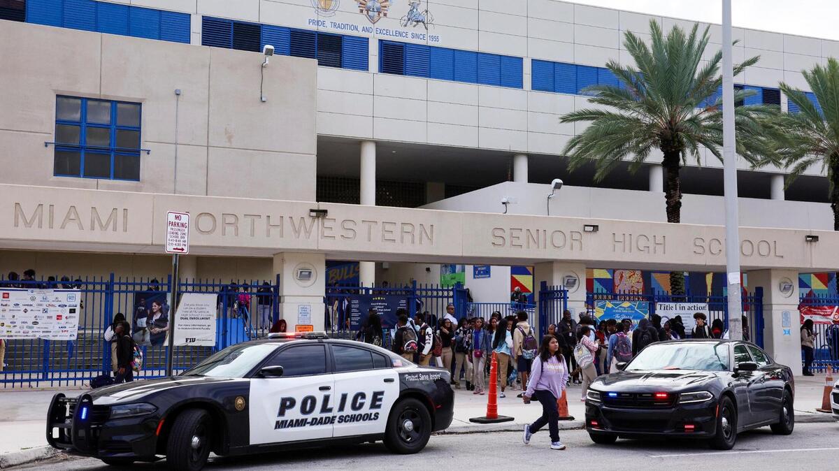 Students exit Miami Northwestern Senior High in Miami, Florida, Friday, January 12, 2024. Students exit Miami Northwestern Senior High in Miami, Florida, Friday, January 12, 2024.