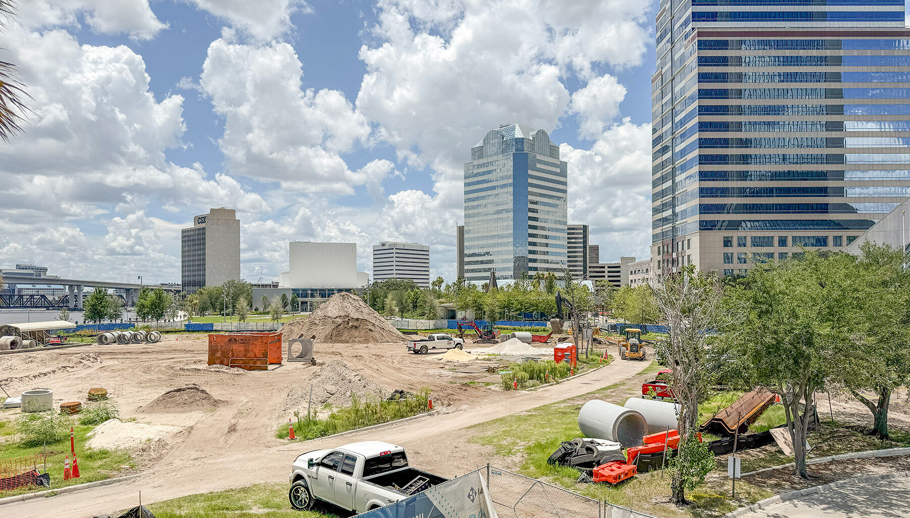 This project is part of Phase II for Riverfront Plaza, which continues to progress along the Northbank Riverwalk.