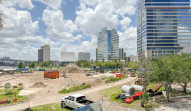This project is part of Phase II for Riverfront Plaza, which continues to progress along the Northbank Riverwalk.