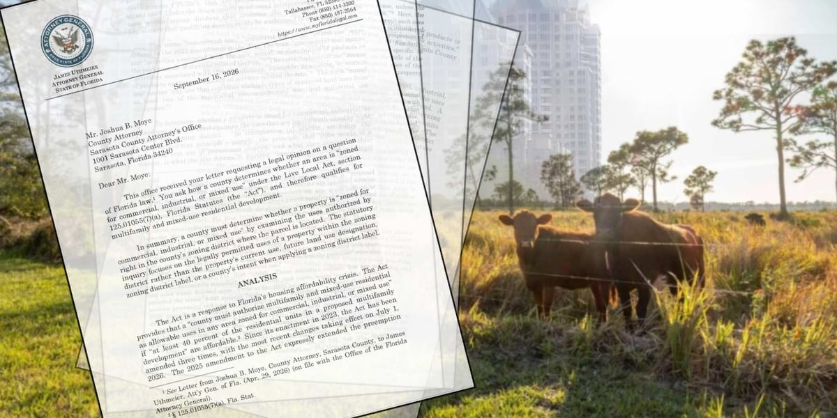 Florida AG letter undercuts Sarasota County in Live Local legal fight