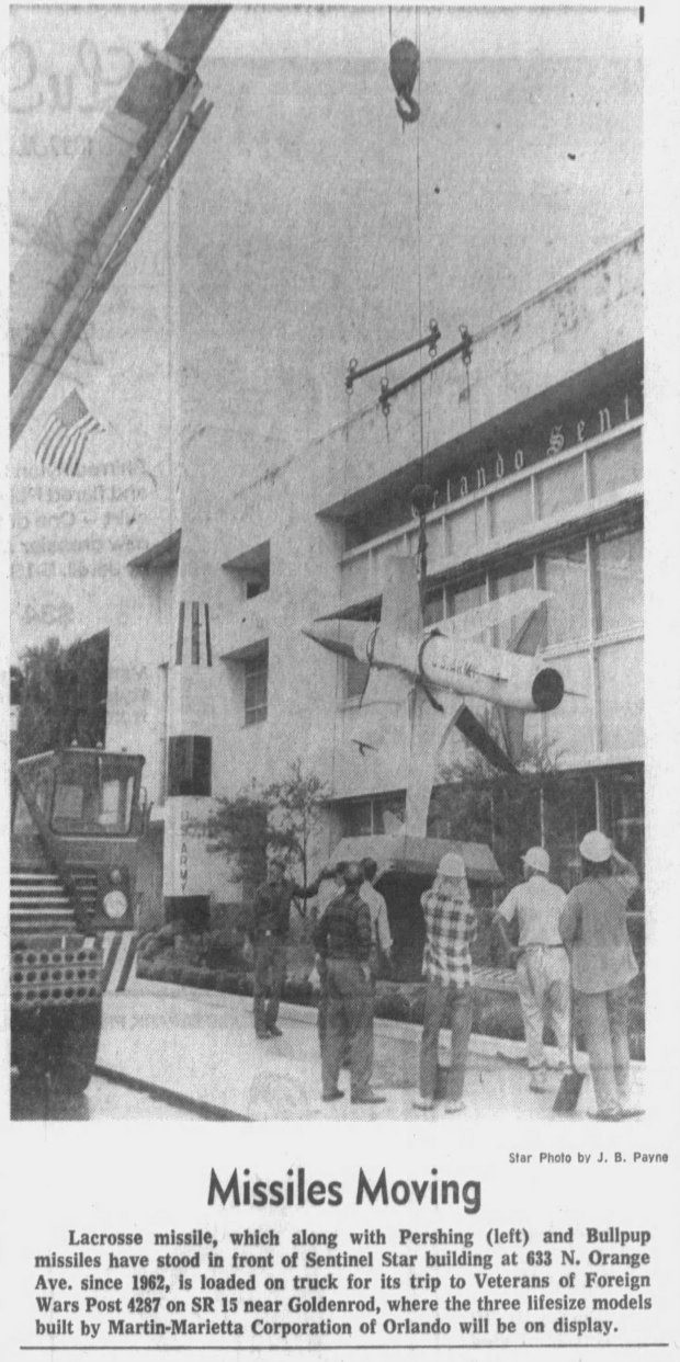 Coverage of the Martin Co. missiles being removed from the Orlando Sentinel in December 1971. (Orlando Sentinel File)