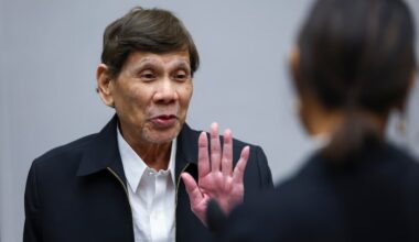 Former Philippine President Rodrigo Duterte appears in court in The Hague