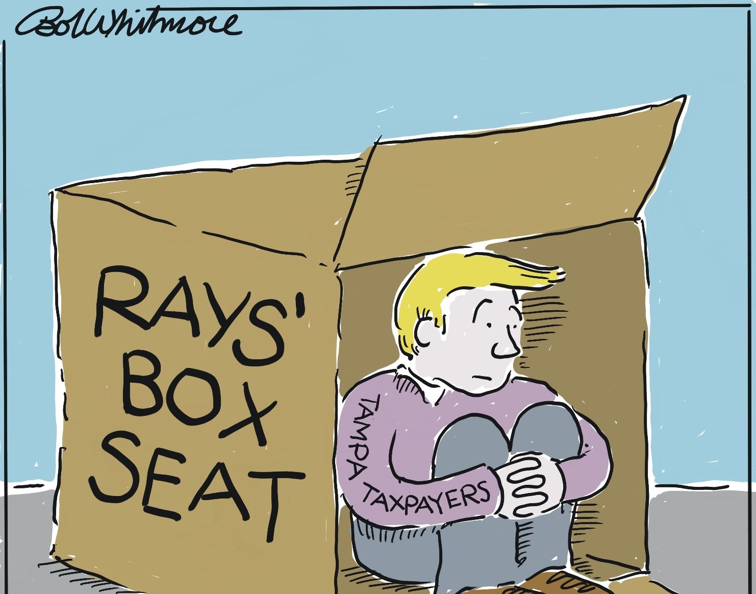 Rays Hell political cartoon by Bob Whitmore WMNF Tampa Bay Rays stadium