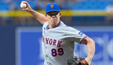 New York Mets pitcher Robert Stock delivers to the Tampa Bay Rays during the first inning of a baseball game Monday, Aug. 31, 2026, in St. Petersburg, Fla. (AP Photo/Chris O'Meara)