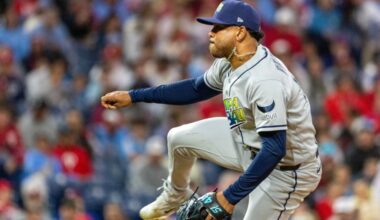 Tampa Bay Rays pitcher Freddy Peralta throws in the first inning of a baseball game against the Philadelphia Phillies, Friday, Sept. 25, 2026, in Philadelphia. (AP Photo/Laurence Kesterson)