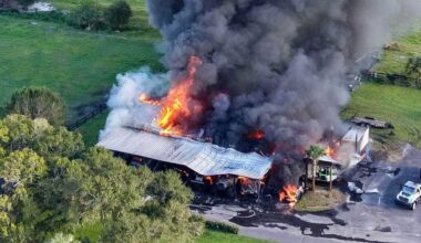 Martin County barn fire destroys building, 6 vehicles; 1 firefighter taken to hospital