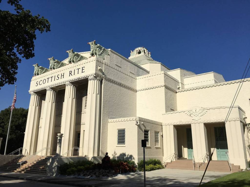 The exterior of Scottish Rite Temple in Miami