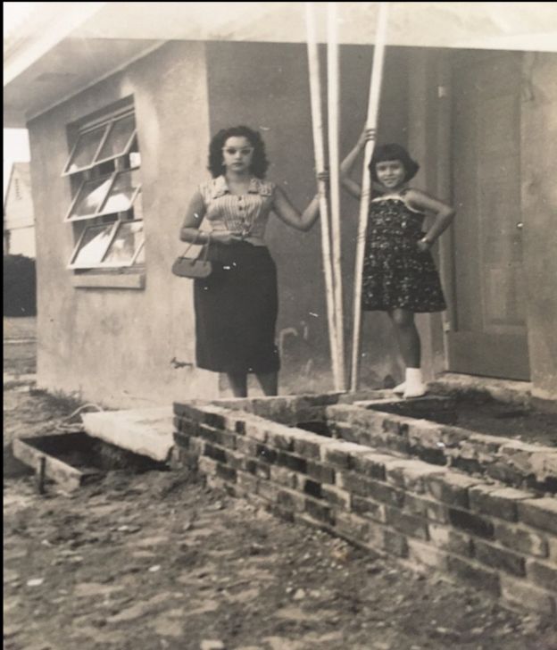 9 year-old Sylvia Alvarez (Right) with Mother (left) at first home in Tampa.