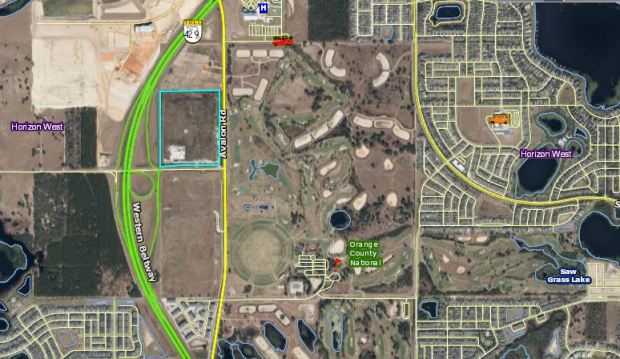 Located just east of S.R. 429 and across the street from Orange County National Golf Course, the property was for years used as a private landfill for construction and demolition debris. (Orange County records)