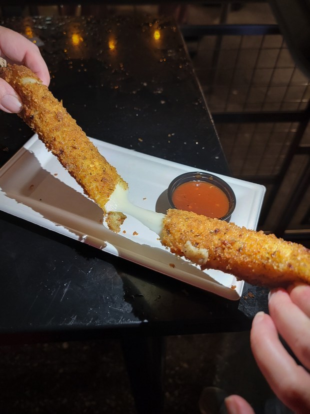 The massive Death By Cheese Stick was a newcomer last year, but bears re-mention as it's still the number-one seller in 2026. Comes with spicy marinara and definitely big enough to share ... and fortify. (Photo courtesy Lisa Wilk/TasteCookSip.com)