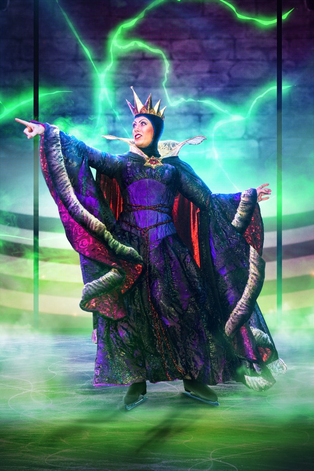 Who knew that along with talking to mirrors, poisoining apples and transforming into a witch that Evil Queen's special skills also include ice skating? Disney villains make their skating debut in "Disney On Ice Spotlight Magic." (Courtesy Disney On Ice)