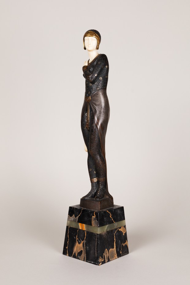 Emmanuel Jules Joseph Comier's "Beauty of Paris," a 1925 work in bronze, ivory and onyx, is part of the Morse Museum of American Art's "Revolt in the Parlor" exhibition. (Courtesy Morse Museum)