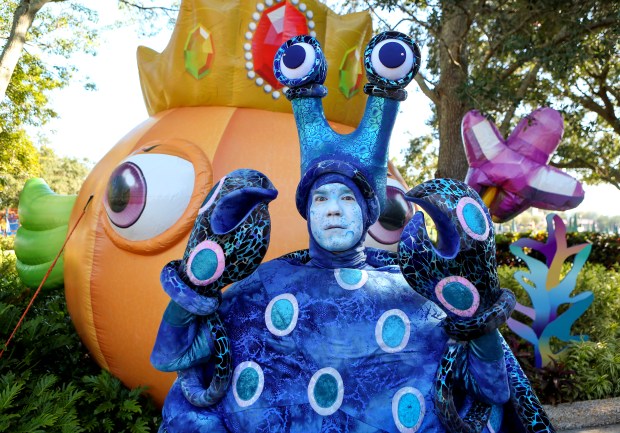 Orlando Sentinel theme parks reporter Dewayne Bevil becomes Scooter, The Spider Crab at SeaWorld on October 20, 2016. Scooter is part of the park's Halloween Spooktacular event. (Jacob Langston/Orlando Sentinel)