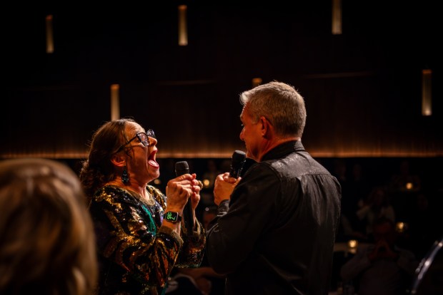 Improv performers Emily Fontano and Robby Pigott sing a comic duet in the Jan. 28 performance of "Forgotten Broadway" at Judson's Live at the Dr. Phillips Center for the Performing Arts in Orlando. (Courtesy Dr. Phillips Center)