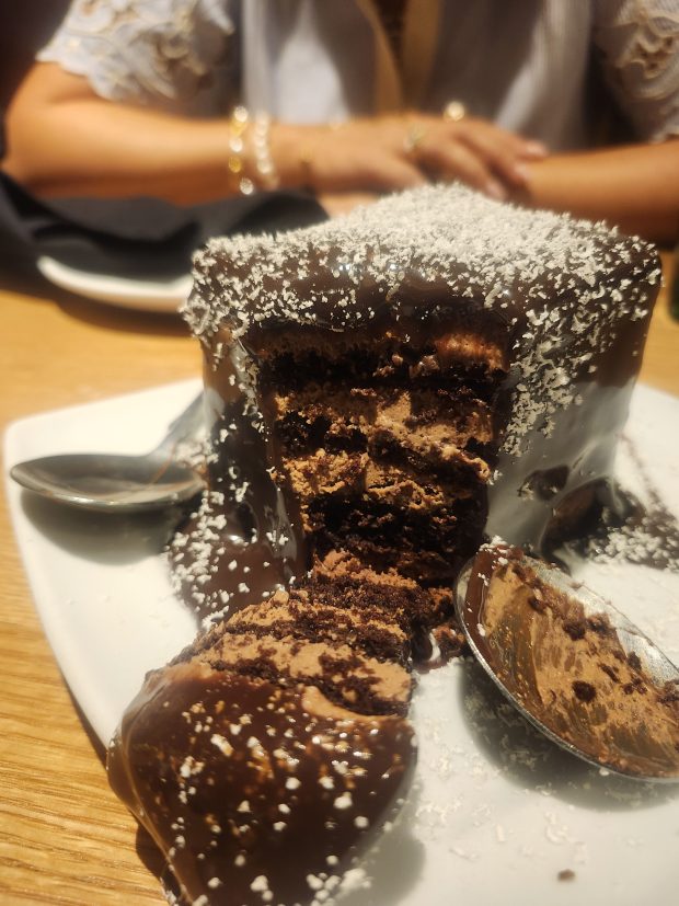 Chocolate lasagna, our server's recommended dessert. Tres decadent. (Amy Drew Thompson/Orlando Sentinel)
