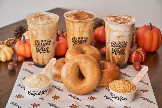Pumpkin season is in full swing at Jeff's Bagel Run with cream cheeses, bagels, cold brew and more. (Photo courtesy Jeff's Bagel Run)