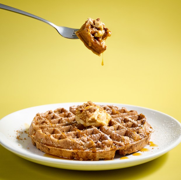 Also available at Another Broken Egg Cafe: the Pumpkin Crunch Waffle. You can pair it with the Pumpkin Brunch Old Fashioned. (Photo courtesy Another Broken Egg Cafe)