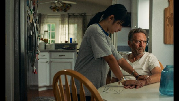 "Take Me Home" is a narrative feature film that is deeply personal to filmmaker Liz Sargent, whose sister Anna Sargent is the star. In this scene, Anna and her father Bob, played by Victor Slezak, struggle with his memory loss. (Courtesy of Liz Sargent)