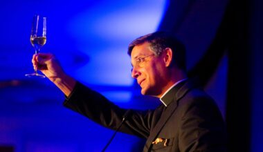 Guests and speakers at Jesuit High School’s President’s Dinner in Tampa, where the Excelsior campaign was announced