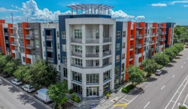 Exterior of Edge at 1702, a five-story apartment complex in South Tampa