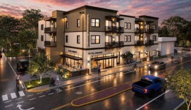 Rendering of The Vicente, a mixed-use development with affordable apartments and retail in Ybor City