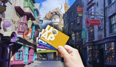 A person holding the Universal Orlando Resort annual passes inside of Diagon Alley at Universal Studios Florida.