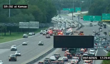 Traffic Alert: 2 eastbound lanes closed on Butler Blvd. at Kernan Blvd due to crash with injuries