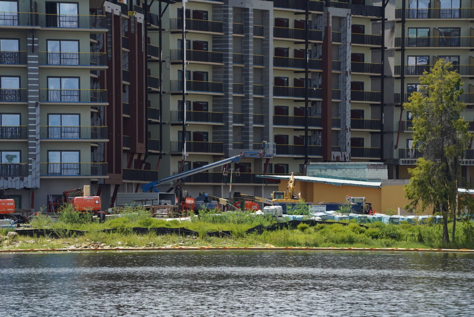 Disney’s Lakeshore Lodge continues to take shape along Bay Lake between Disney’s Wilderness Lodge and Disney’s Fort Wilderness Resort & Campground.