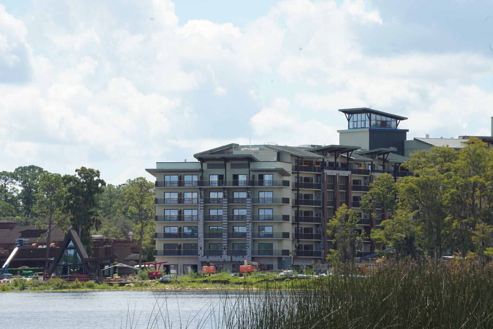 Disney’s Lakeshore Lodge continues to take shape along Bay Lake between Disney’s Wilderness Lodge and Disney’s Fort Wilderness Resort & Campground.