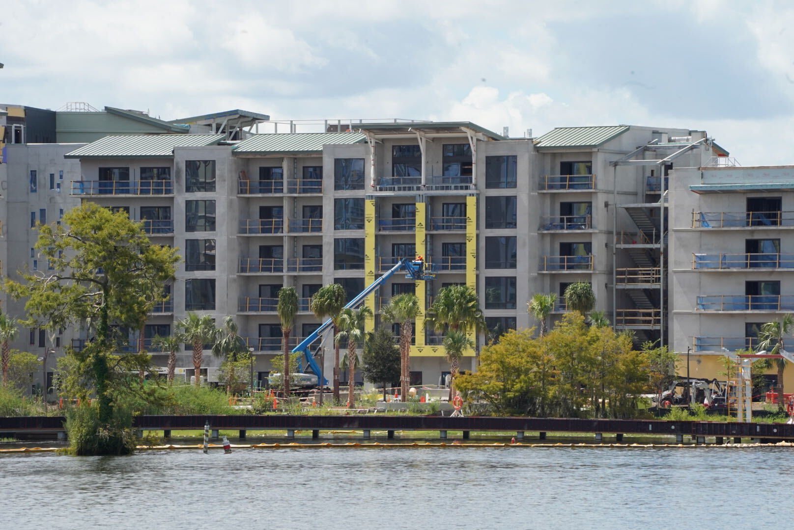 Disney’s Lakeshore Lodge continues to take shape along Bay Lake between Disney’s Wilderness Lodge and Disney’s Fort Wilderness Resort & Campground.