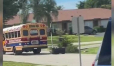 Video shows bus dragging basketball hoop down Florida street