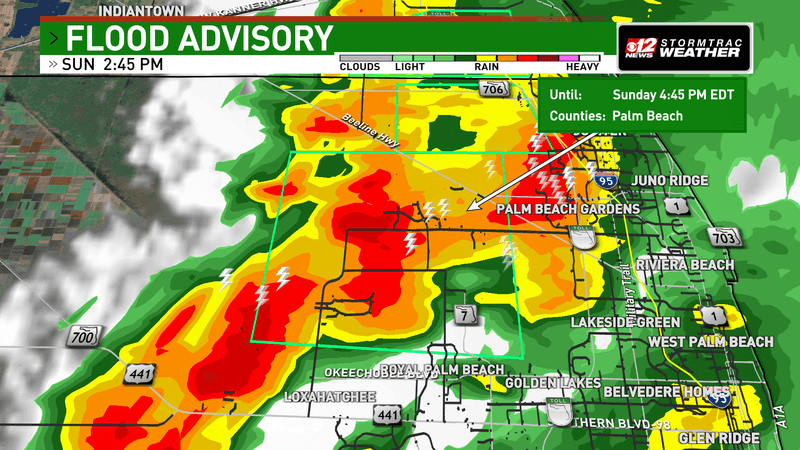 A Flood Advisory is in effect for Palm Beach County until 4:45 p.m. (WPEC)
