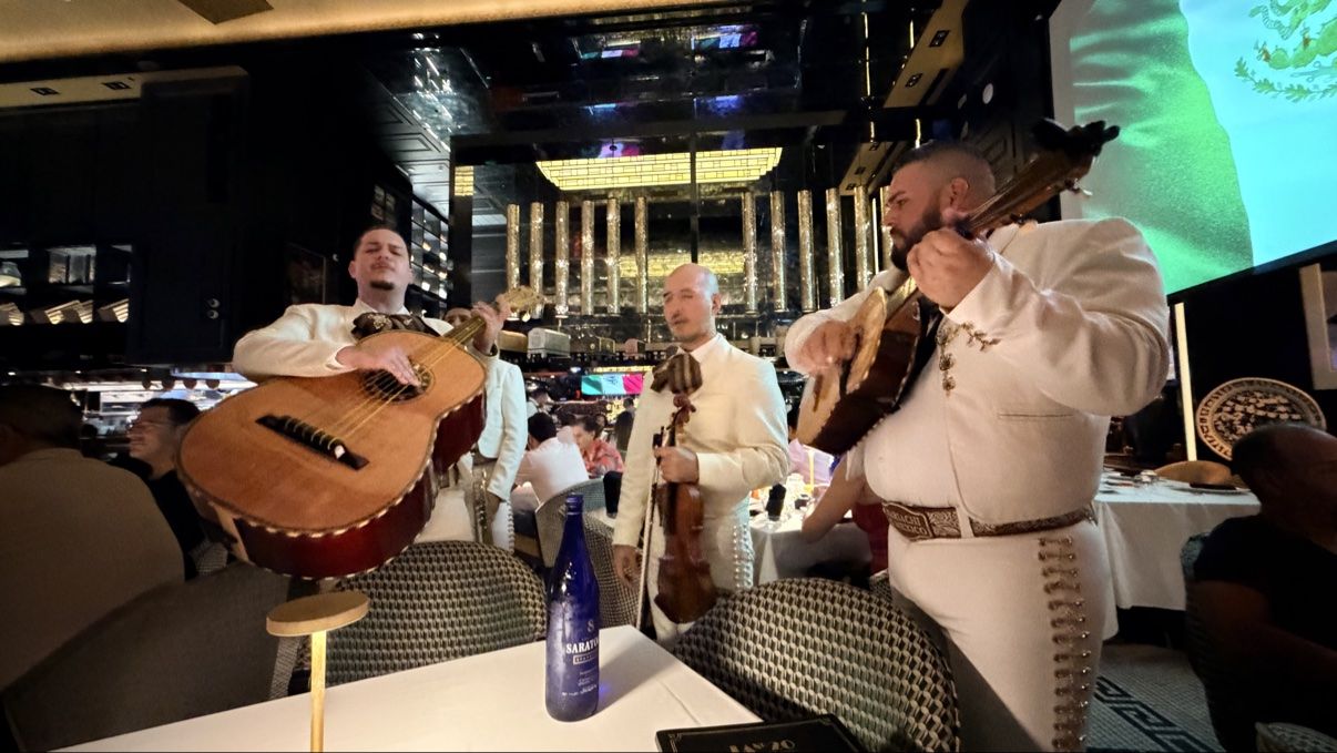 Mariachi band performing inside a Mexican restaurant in Miami
