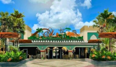 The entrance to Busch Gardens Tampa Bay on a sunny day.