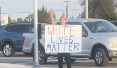 Florida protester draws attention with Nazi salutes and sign
