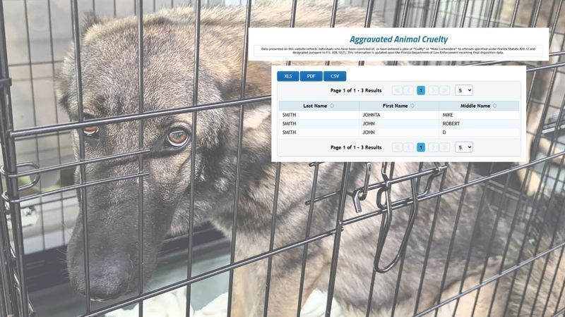 Florida’s new statewide animal abuse database has been updated to include middle names, after animal advocates raised concerns that the original rollout was too bare-bones to reliably identify offenders. (WPEC)