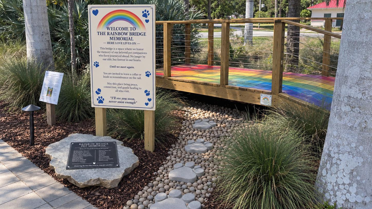 An artist's rendering of the new Rainbow Bridge Pet Memorial at Fort Myers' Alliance for the Arts. The actual memorial will be unveiled Saturday, Sept. 19 at a dedication ceremony.