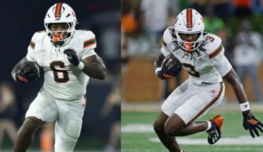 No. 6 Miami loses RB Marty Brown, WR Joshua Moore for rest of season because of injuries