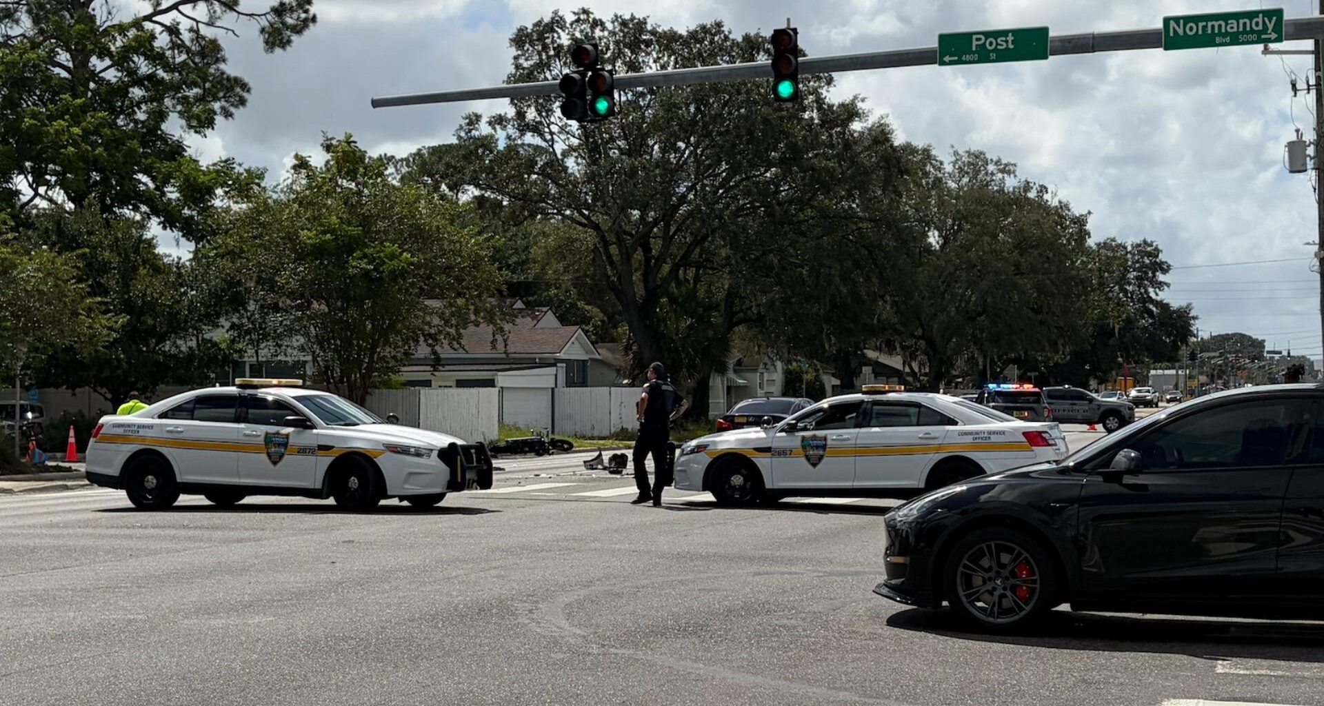 Adult hospitalized with life-threatening injuries after motorcycle crash on Jacksonville's Westside