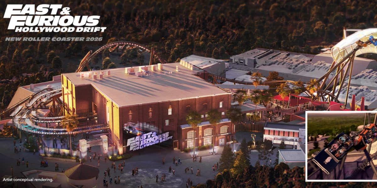 Universal Hollywood's concept art for Fast and Furious: Hollywood Drift coaster
