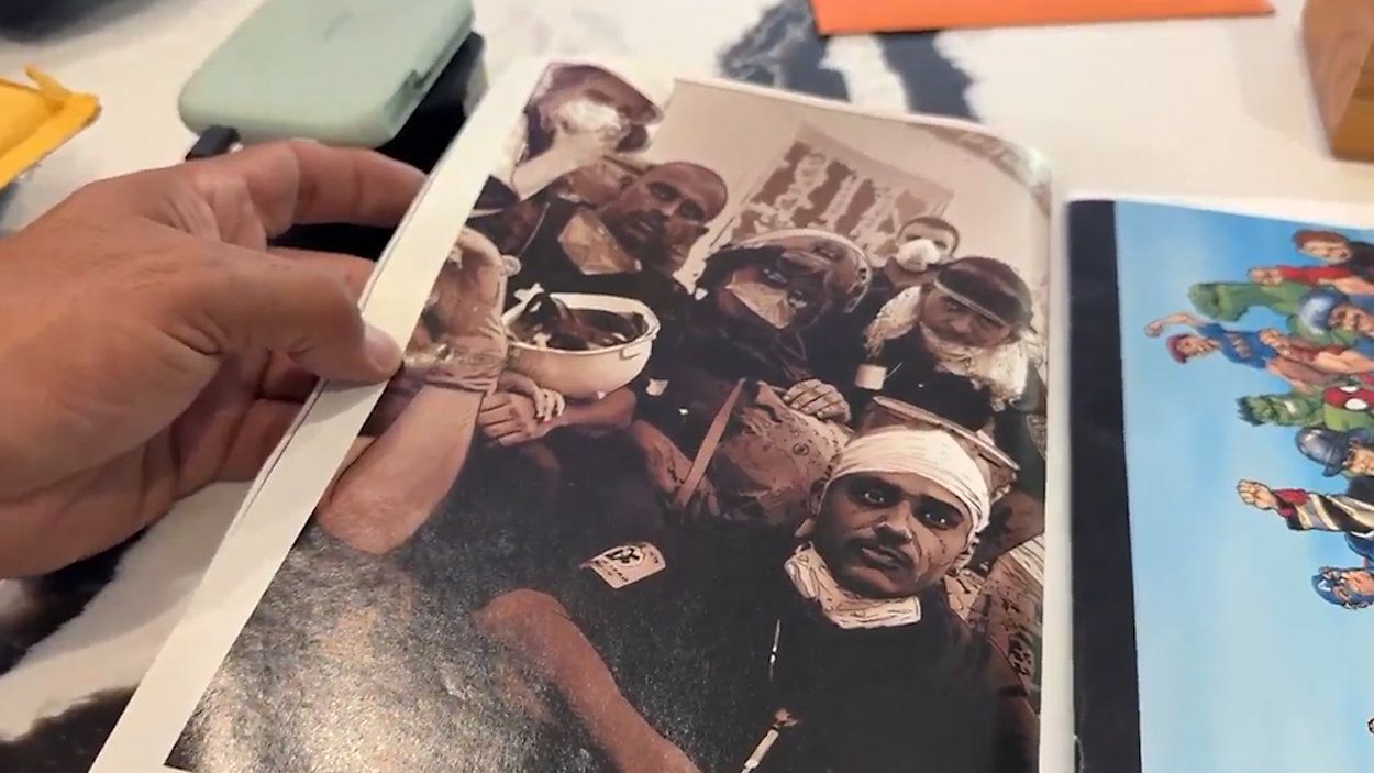 Orlando Fire Department Lt. Felix Marquez (top left with uncovered face) was a New York firefighter on Sept. 11, 2001, and was featured in a Marvel Comic magazine shortly after the attacks. (Spectrum News)