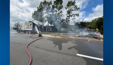 Garbage truck fire closes Hope Road in Maitland briefly