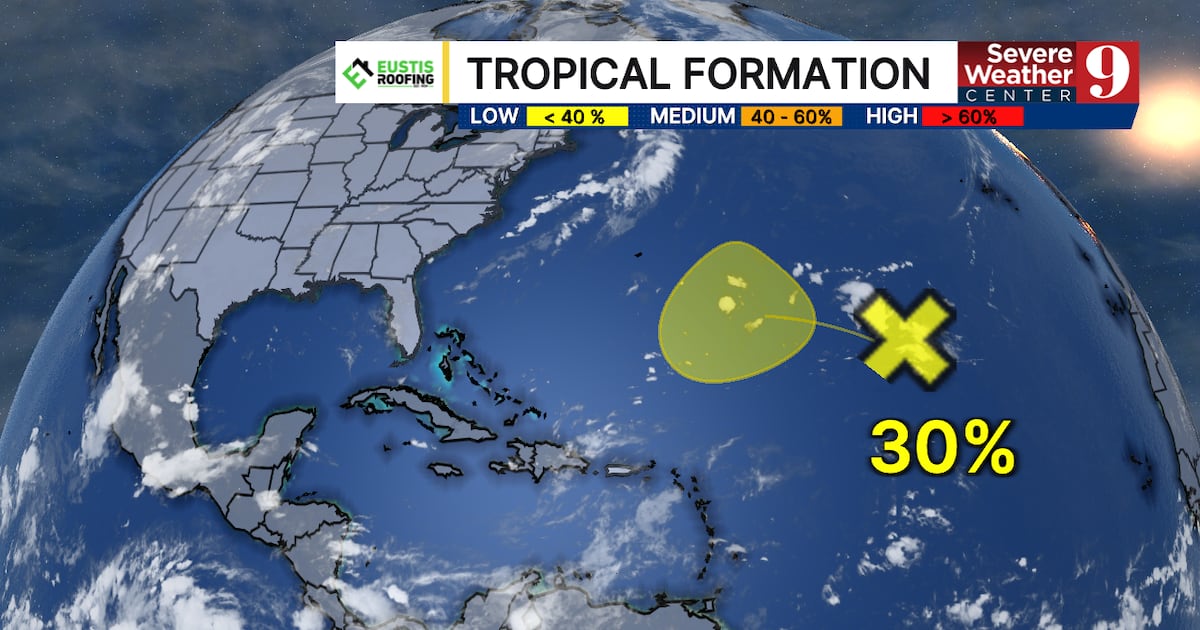 Atlantic tropical disturbance has 30% chance of developing